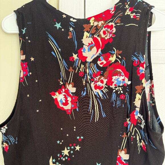 NWT Free People Sleeveless Black, Red, Blue Tunic Floral and Star Print - Picture 9 of 10